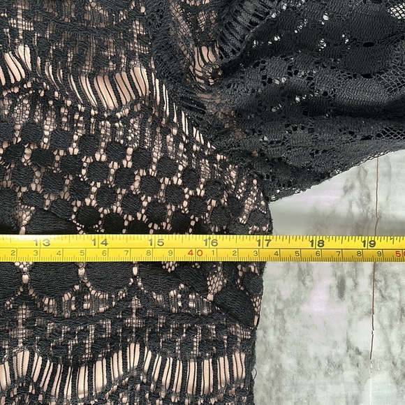 Eliza J | women’s size 6 shift dress black lace overlay with nude lining eyelash - Picture 11 of 12